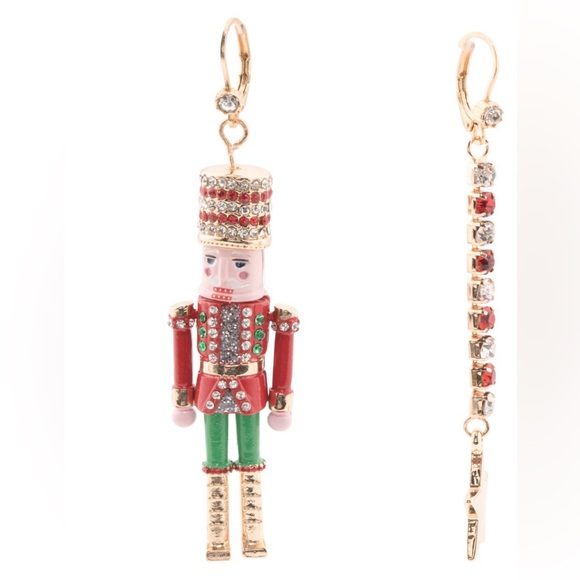 Betsey Johnson Jewelry - New Betsey Johnson Nutcracker Dangle Earrings in Red, Green & Gold